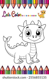 Dragon Coloring Page for Kids Fun Fantasy Character Outline for Creative Activities