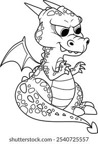 dragon coloring page for kids .vector illustration isolated on white background.