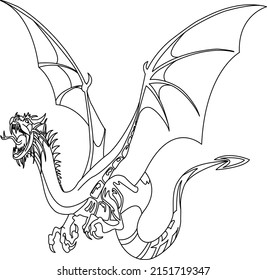 Dragon Coloring Page Line Art Stock Vector (Royalty Free) 2151719347 ...