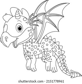 Dragon Coloring Page Line Art Stock Vector (Royalty Free) 2151778961 ...