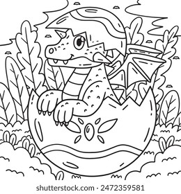 Dragon Coming Out of an Egg Coloring Page for Kids