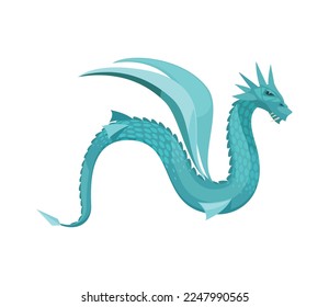 Dragon composition with isolated cartoon style character of magic dragon from fairytale story vector illustration