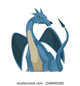 Dragon composition with isolated cartoon style character of magic dragon from fairytale story vector illustration