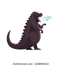Dragon composition with isolated cartoon style character of magic dragon from fairytale story vector illustration