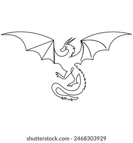 
Dragon   continuous one line drawing of outline vector illustration

