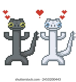 Dragon couple, pixel art meme