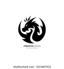 Dragon creative circle shape monogram logo