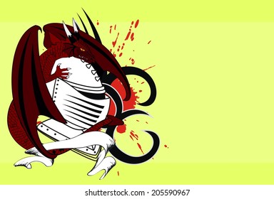 dragon crest coat of arms tattoo in vector format very easy to edit