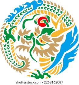 The dragon crest isolated on white background