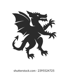 Dragon Crest logo. Dragon silhouette for Coat of Arms. Heraldic symbol. Dragon logo. Vector illustration