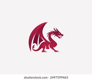 Dragon Crest Wings Logo Design Concept Modern Vector Template.