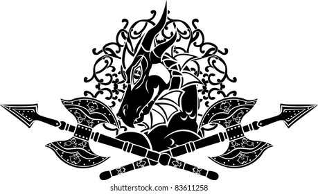 Dragon with crossing axes