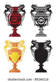 Dragon cup, coloring variations 1, vector