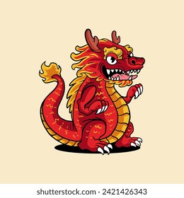 Dragon cute cartoon character design 