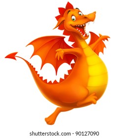 Dragon Cute Smiling Happy As Cartoon Or Toy Isolated On White Vector