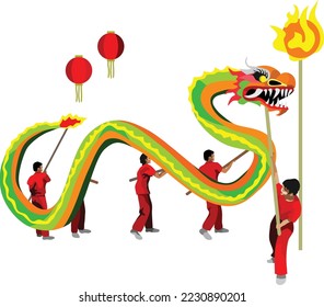 Drachentanz Chinesischer traditioneller Vektorgrafik