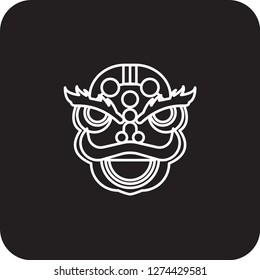 dragon dance icon flat black