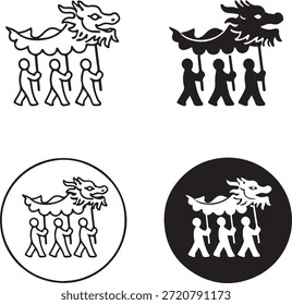 Dragon dance performance art illustration isolated on white background, Vector, illustration