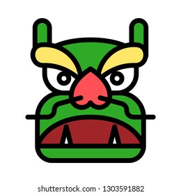Dragon dance vector, Chinese lunar new year filled icon, editable outline