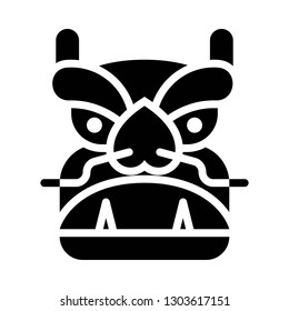 Dragon dance vector, Chinese lunar new year solid style icon