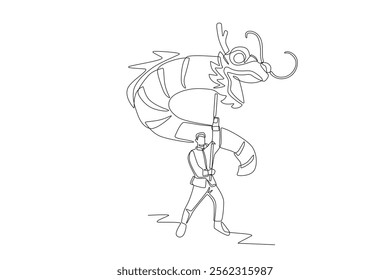Dragon dances concept one-line drawing
