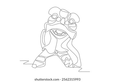 Dragon dances concept one-line drawing