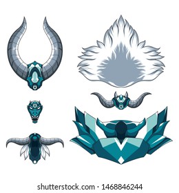 Dragon demonic monster vector illustration. Mythical demon head illustration with horns and fangs