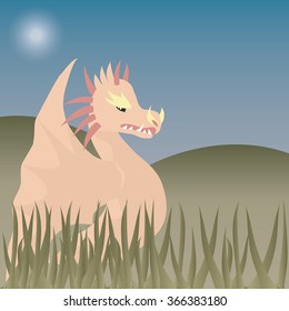 the dragon in the desert in the grass