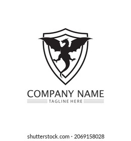 Dragon design logo vector icon illustration design logo template fantasy animals