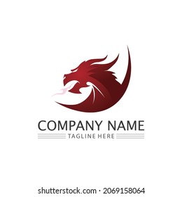 Dragon design logo vector icon illustration design logo template fantasy animals
