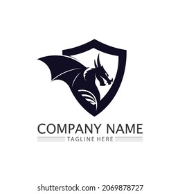 Dragon design logo vector icon illustration design logo template fantasy animals