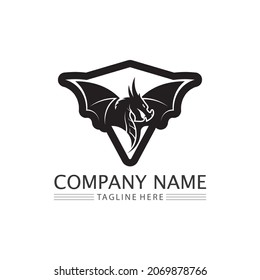 Dragon design logo vector icon illustration design logo template fantasy animals