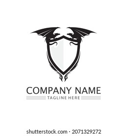 Dragon design logo vector icon illustration design logo template fantasy animals