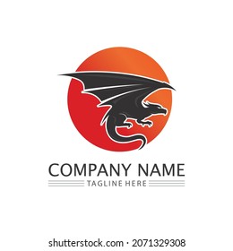 Dragon design logo vector icon illustration design logo template fantasy animals