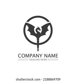 Dragon design logo vector icon illustration design logo template fantasy animals