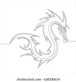 Dragon Design Vector with Continuous Line Style