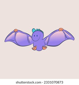 Dragon, Dinosaur cute purple character. Dinosaur Cartoon Vector Illustration. Vector illustration for posters, print, flyers and design.