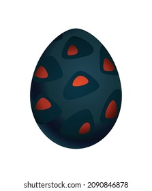 Dragon dinosaur egg with decorative pattern. Dino cartoon egg-shell. Whole painted egg icon. Vector spotted glossy egg-shaped of bird or animal