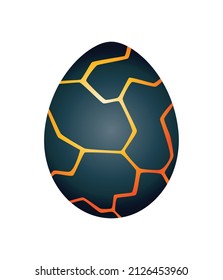 Dragon dinosaur egg with decorative pattern. Dino cartoon egg-shell. Whole painted egg icon. Vector spotted glossy egg-shaped of bird or animal