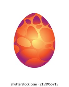 Dragon Dinosaur Egg With Decorative Pattern. Dino Cartoon Egg-shell. Whole Painted Egg Icon. Vector Spotted Glossy Egg-shaped Of Bird Or Animal