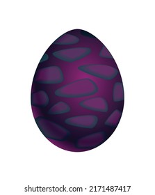 Dragon Dinosaur Egg With Decorative Pattern. Dino Cartoon Egg-shell. Whole Painted Egg Icon. Vector Spotted Glossy Egg-shaped Of Bird Or Animal