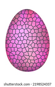 Dragon Dinosaur Egg With Decorative Pattern. Dino Cartoon Egg-shell. Whole Painted Egg Icon. Vector Spotted Glossy Egg-shaped Of Bird Or Animal