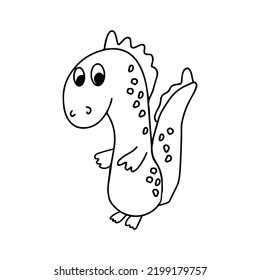 dragon dinosaur hand drawn in doodle style. cute children fairy tale character.