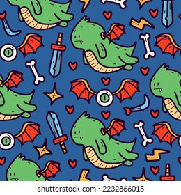 Dragon doodle cartoon illustration pattern design