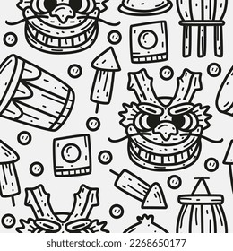 Diseño de patrones de dibujos de dibujos animados de dragon doodle