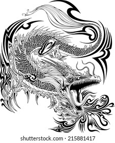 Dragon Doodle Sketch Tattoo Vector