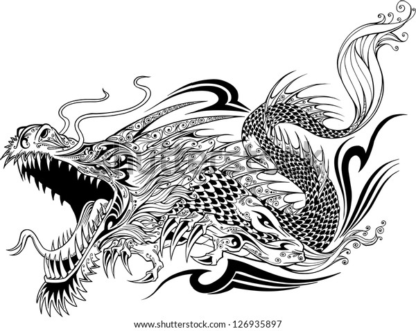 Dragon Doodle Sketch Tattoo\
Vector