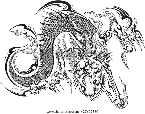 Dragon Doodle Sketch Tattoo Vector Stock Vector (Royalty Free ...