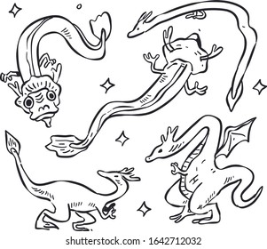 dragon doodle . dragon vector illustration