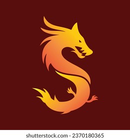 Dragon Double Head Love Heart Fire Chinese New Year Logo